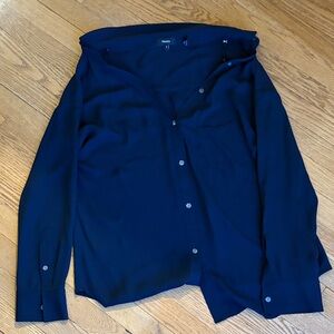 Theory Midnight Blue Button-Up Blouse